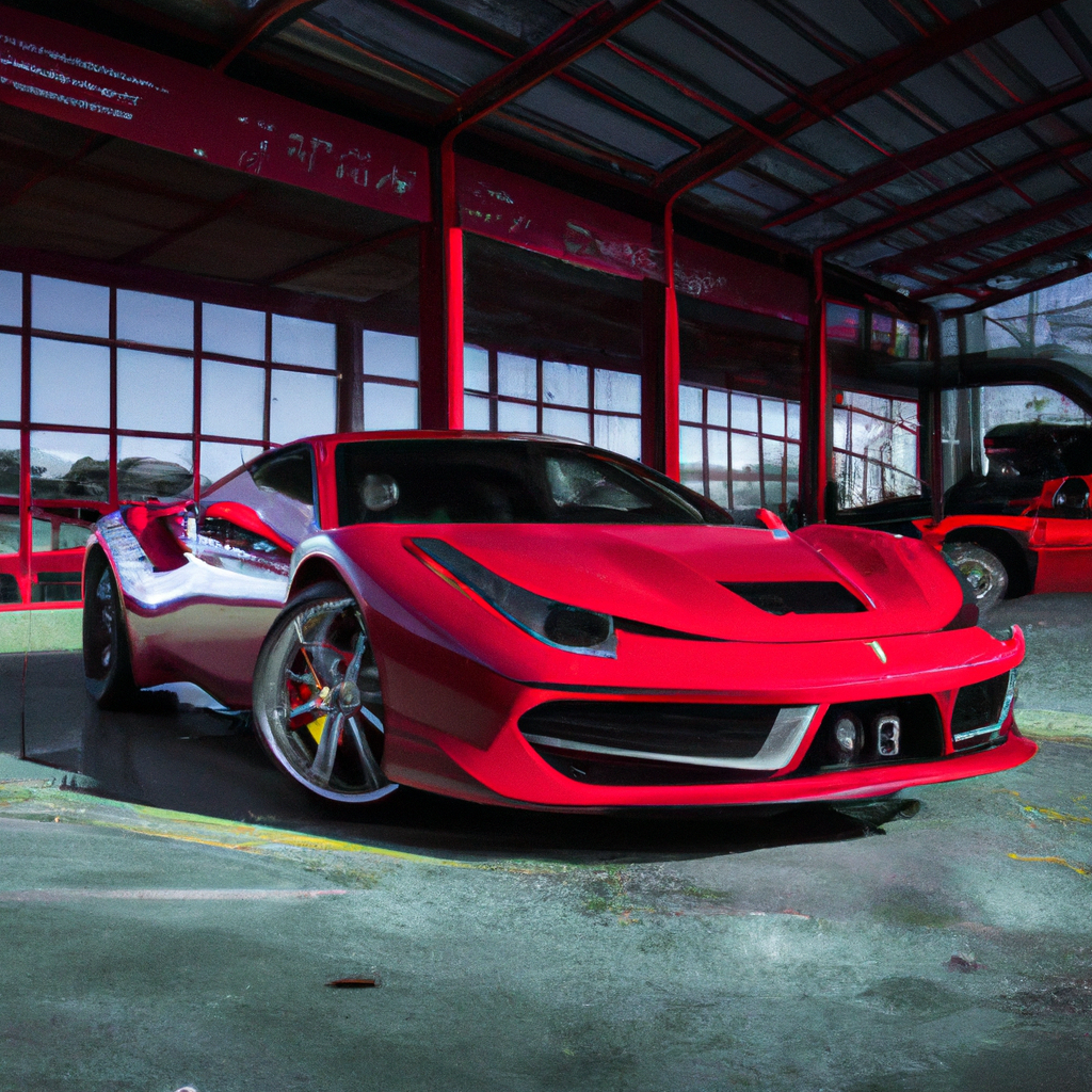 Ferrari 488 Pista vermelha em showroom de luxo